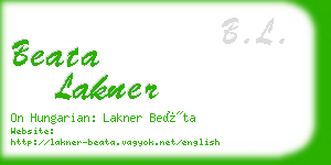 beata lakner business card